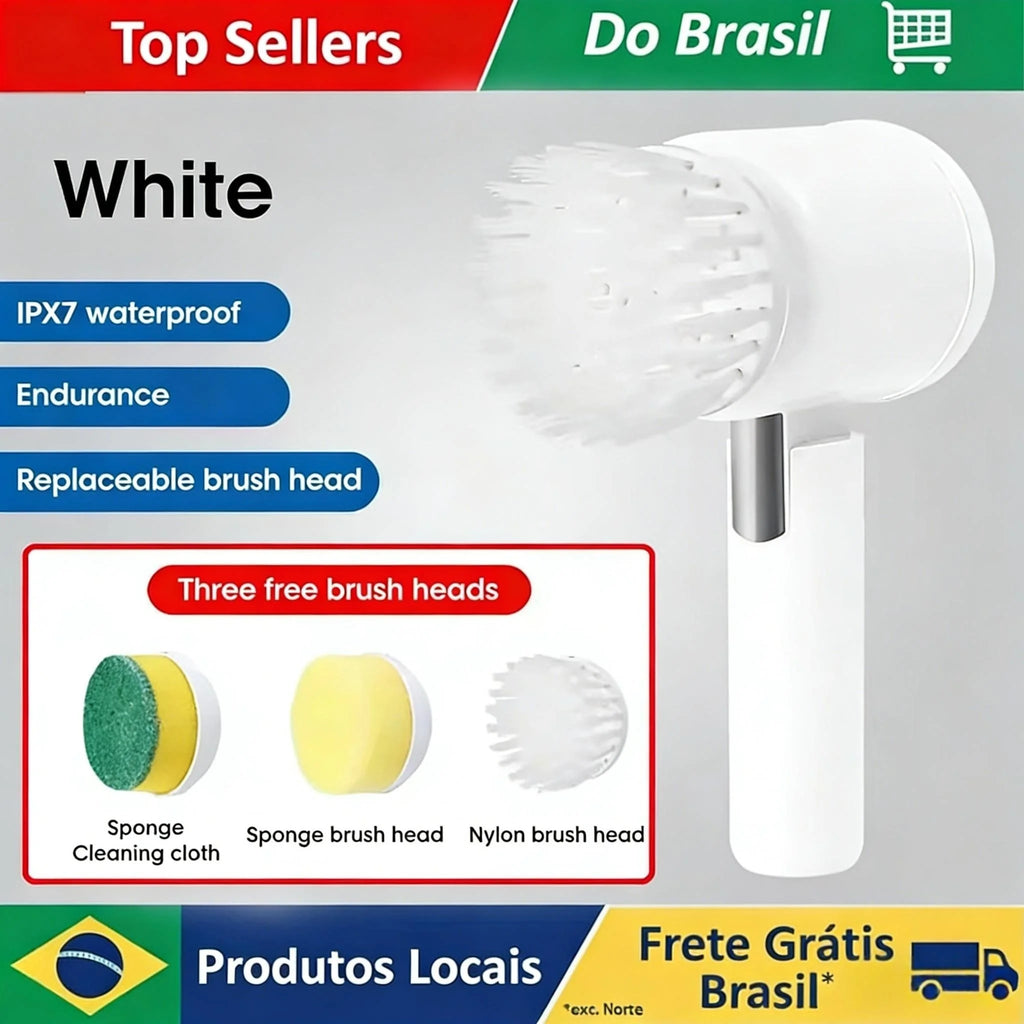 Escova Elétrica de Limpeza Sem Fio 5 em 1 Recarregável
