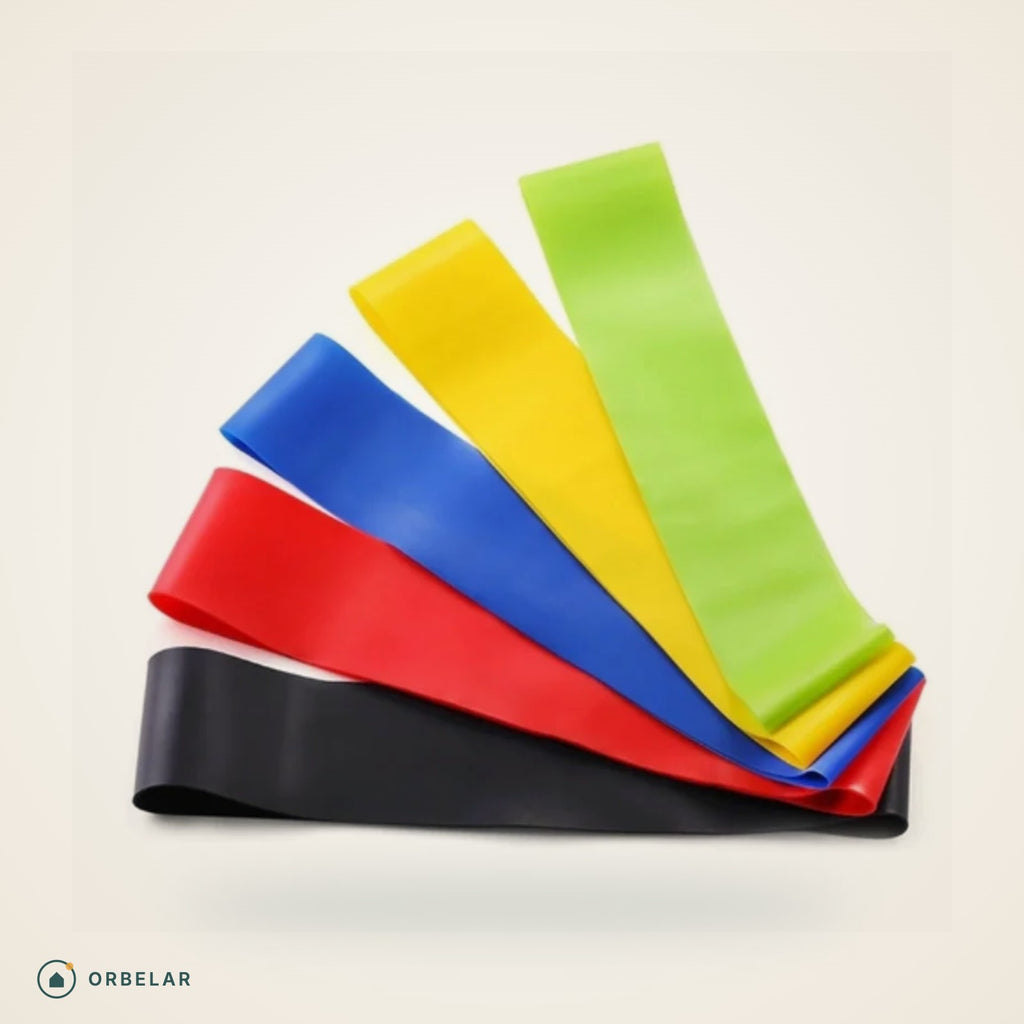 Kit com 5 faixas elásticas coloridas de resistência