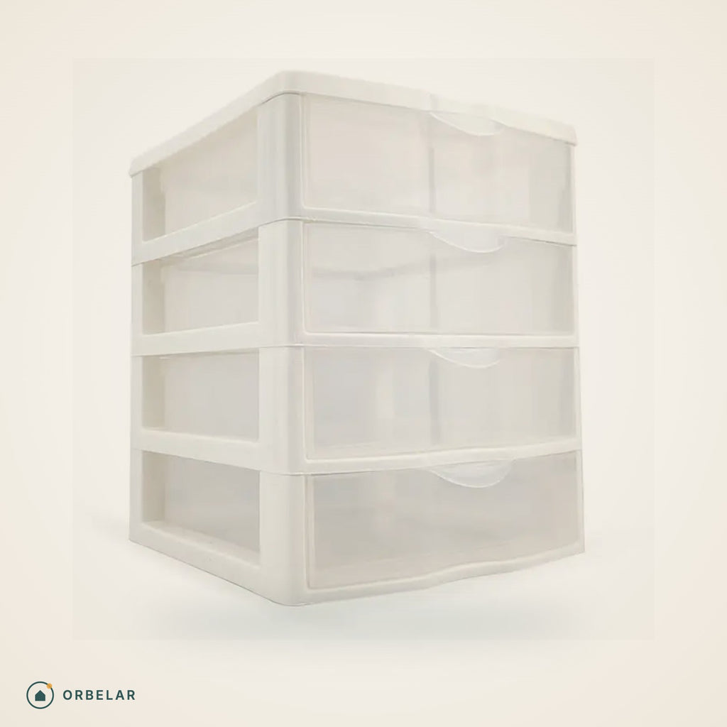 Organizador modular branco com 4 gavetas