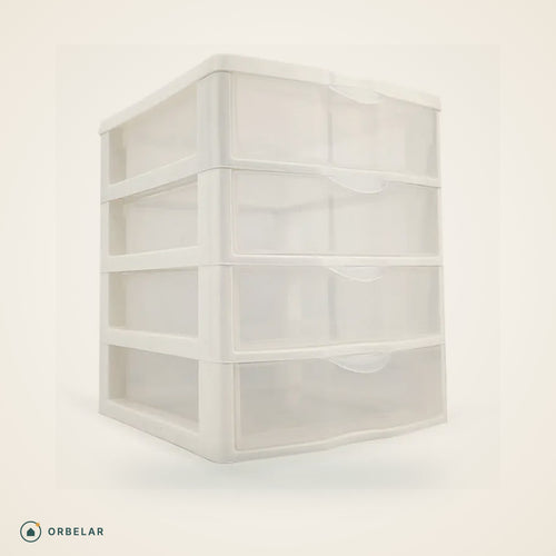 Organizador modular branco com 4 gavetas