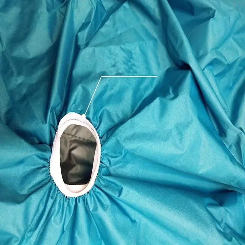 Detalhe da gola com elástico do saco de secagem pet