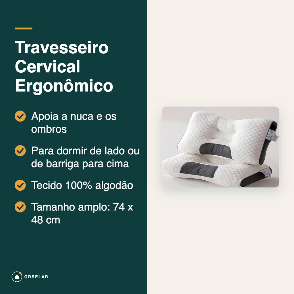 Benefícios do travesseiro cervical: apoia nuca e ombros, tecido de algodão, 74 x 48 cm